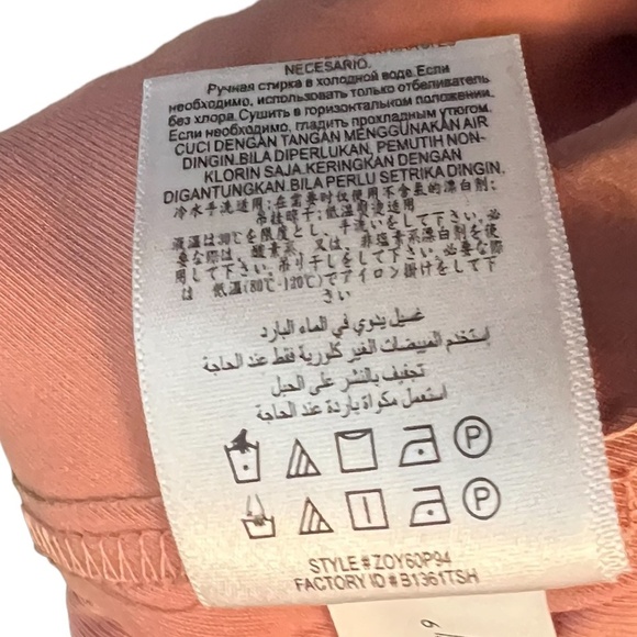 BCBGeneration Peach Mock Neck Cold shoulder Ruffle Halter Dress Size Large - Picture 8 of 10